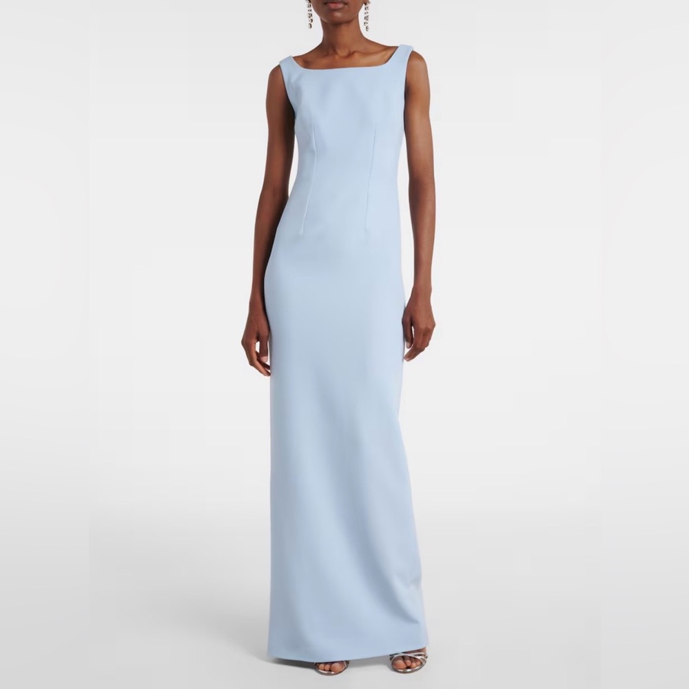 Light Blue Embellished Cape Sheath Dress - Picture 7 of 8